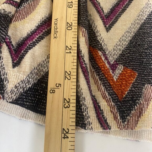Chicos Aztek Chevron Poncho Top S/M Boxy Cotton Blend Bat Wing Blouse Pullover - Picture 9 of 10